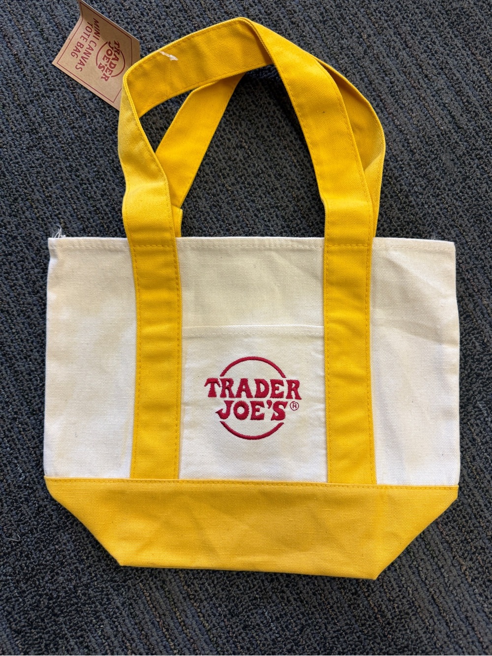Trader Joe's Yellow & Cream Canvas Tote